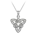 Sterling Silver Celtic Knot Triangle Pendant with Rolo Chain, 18"