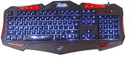 BlueFinger® New Arrival LED Three Color Adjustable Illuminated Ergonomic Backlit Gaming USB Wired Keyboard PC Black + BlueFinger Customed Gaming Mouse Pad as Gift