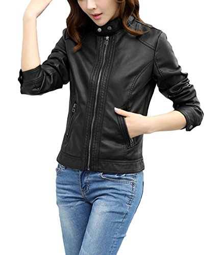 レディース フェイクレザー スリムライダースジャケット ショート丈 PUレザー ジャケット 小さいサイズ 大きいサイズ マニッシュ ハードスタイル ブルゾン 革ジャン オートバイジャケット バイクジャケット アウトドア アウター 上着 スポーティー ストリートファッション カジュアル セクシー 前開きジッパー 通勤 通学 レジャー トラベル 防寒 オリジナルアクセサリー付属 NYC0086 (S)