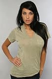 Alternative Apparel The Burn Out Deep V Pocket Tee in Moss,T-shirts for Women
