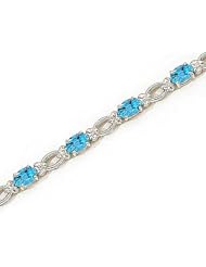 14kt Yellow Gold Oval Blue Topaz and Diamond Bracelet