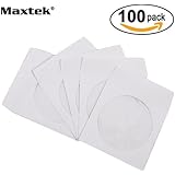 100 Pack Maxtek Premium Thick White Paper CD DVD Sleeves Envelope with Window Cut Out and Flap, 100g Heavy Weight.