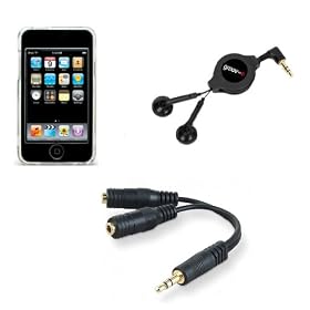 Groov-e Starter Pack with Heapdhones, Crystal Case and Headphone Splitter for New Apple iPod Touch 3rd and 2nd Generation 3G/ 2G