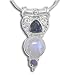 Sterling Silver Rainbow Moonstone and Faceted Iolite Pendant on Snake Chain by Sajen, 18
