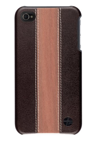 Trexta Holz und Leder Serie Snap on Handytasche f&uuml;r Apple iPhone 4 schwarz/braun Preisvergleich