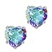 Gem Stone King 1.90 Ct Heart Shape 6mm Mercury Mist Mystic Topaz 10K White Gold Stud Earrings