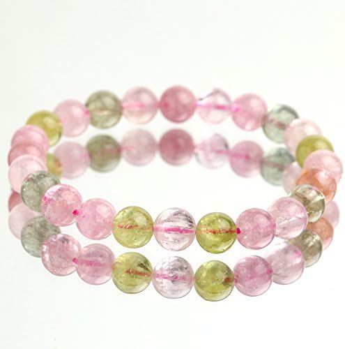 Candy Color Multi Colored Tourmaline Bracelet 7.5mm Round Beads 17g #2718