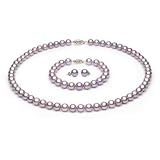 Lavender Freshwater Pearl Set - 6-7mm, AAA Quality, Solid 14k Gold