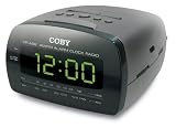 Coby CRA68BLK Digital AM/FM Dual Alarm/Clock Radio, Black