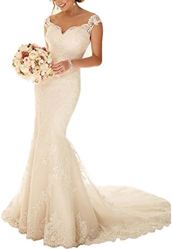 Vnaix Bridals Sweetheart Off The Shoulder Mermaid Wedding Dresses 2016(12,Ivory)
