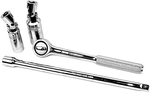 4 Piece 3/8" Drive Spark Plug Kit 5/8" &amp; 13/16" Universal Swivel Sockets with Ratchet &amp; Extension