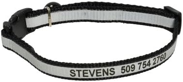 Black Personalized Reflective Cat Collar. Safety Release Buckle. Adjustable Size. Free Shipping!