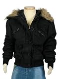 Girls' Button Front Bomber Jacket with Faux Fur Trim