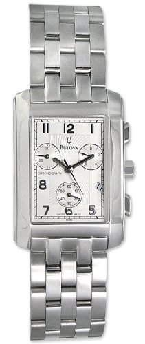 Bulova Chronograph Stainless Steel Mens Swiss Watch Silver Dial Date 63B66