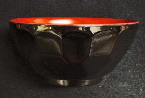 Black/Red Melamine Miso Soup Bowl 4.75in #920-BR