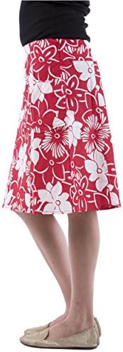 aarr Women's Art Printed Knee Length Skirt 36 Red