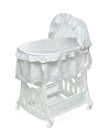 Badger Basket Company Portable Bassinet 'N Cradle with Toybox Base - White Batiste