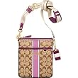 Coach Heritage Stripe Swing Messenger Pack Bag 41664 Berry