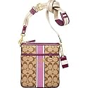 Coach Heritage Stripe Swing Messenger Pack Bag 41664 Berry
