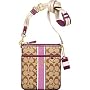 Coach Heritage Stripe Swing Messenger Pack Bag 41664 Berry