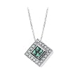 14K White Gold 1/4 ct. Diamond and 1/3 ct. Square Shaped Emerald Necklace