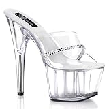 Pleaser Shoes WomenÕs ADORE-701R, 6 1/2'' Stiletto Heel Platform Slide W/Rhinestone