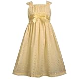 Size-6X BNJ-6220R YELLOW SATIN BOW FRONT EMBROIDERED EYELET Special Occasion Flower Girl Easter Party Dress,R36220 Bonnie Jean Little Girl 4-6X
