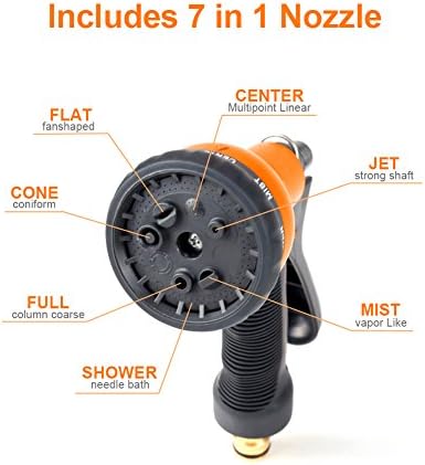 Otps, Kink Free 25FT Garden Hose,Lightweight Expandable Hose, 8 Pattern Garden Hose Nozzle ,Yard Hose Connector,Industrial Garden Hose for Durable and Lasting Watering