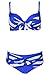 Abary Women Striped 2-Piece Bathing Suit Bowknot Bikini M-4XL