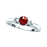 3 Diamond Ring 0.08 ct. and 5/8 ct. Ruby in 14K White Gold