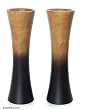 Mango wood vases, 'Volcanoes' (pair)