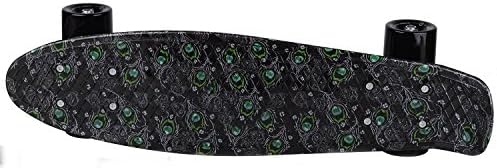 Voyage 22" Plastic Cruiser Graphic Complete Skateboard, Mounted High Strength Flexible Colorful Deck, Colored Aluminum Alloy Trucks, Ultra Smooth Bearing, PU Wheels (Black and Little Flower)