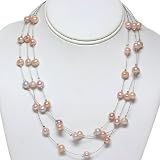18 Inches Lavender 3-String Fresh Water Pearl Necklsce