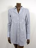 Georgie womens robin blue cotton striped button up shirt top M