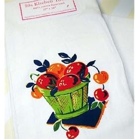 Retro 1950s Kitchen Flour Sack Towel COUNTRY FARM STAND by MrNostalgia