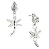 April White Clear Dangle Dragonfly Crystal Re Stud Earrings