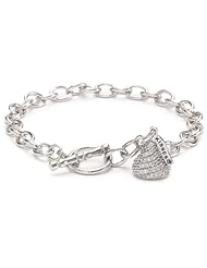 Hershey Jewelry Sterling Silver and Cubic Zirconia 3D one Small Kiss Charm Bracelet