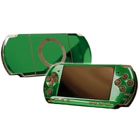 PlayStation Portable 2000 (PSP-Slim) Skin - NEW - GREEN CHROME MIRROR system skins faceplate decal mod