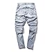 Feinste Men's Slim Fit Distressed Denim Biker Jeans (30W, Light Blue)
