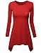 Doublju Womens Long Sleeve Crewneck Cotton Knit Asymmetrical Tunic Top