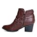 Reneeze BEAUTY-06 Women's Stacked Heel Buckle & Zip Ankle Fashion Booties - BROWN
