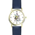 Sale Bunny Spilling Easter Egg Basket Easter Theme - WATCHBUDDY® DELUXE TWO-TONE THEME WATCH - Arabic Numbers - Blue Leather Strap-Size-Large ( Me