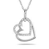 10k Choice of White or Yellow Gold Double Heart Pendant (1/4 cttw, I-J Color, I2-I3 Clarity)