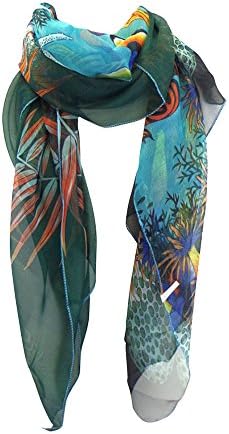 RecycleBabe Women's Sea Life Print Scarf in Teal