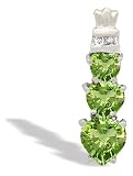 14K White Gold Genuine Heart Peridot and Diamond Pendant
