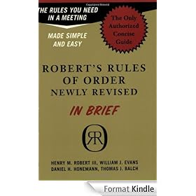Robert's Rules Of Order Newly Revised In Brief