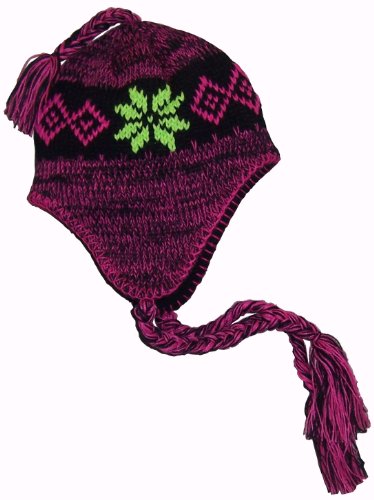 N'ice Caps Girls Snowflake Design Jaquard Fleece Lined Ski Hat (2-4yrs, black/fuchsia/neon lime) N'ice Caps Girls Snowflake Design Jaquard Fleece Lined Ski Hat (2-4yrs, black/fuchsia/neon lime)