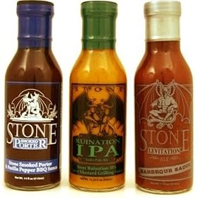 Gourmet Barbecue Trio Gift Set, Stone Brewing Co. , 3 - 14oz Glass Jars