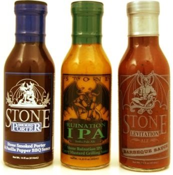 Gourmet Barbecue Trio Gift Set, Stone Brewing Co. , 3 - 14oz Glass Jars