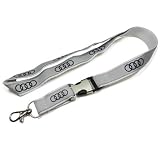 Audi Rings Logo White and Grey Lanyard, Official Licensed Audi Rings Logo White and Grey Lanyard, Official Licensed